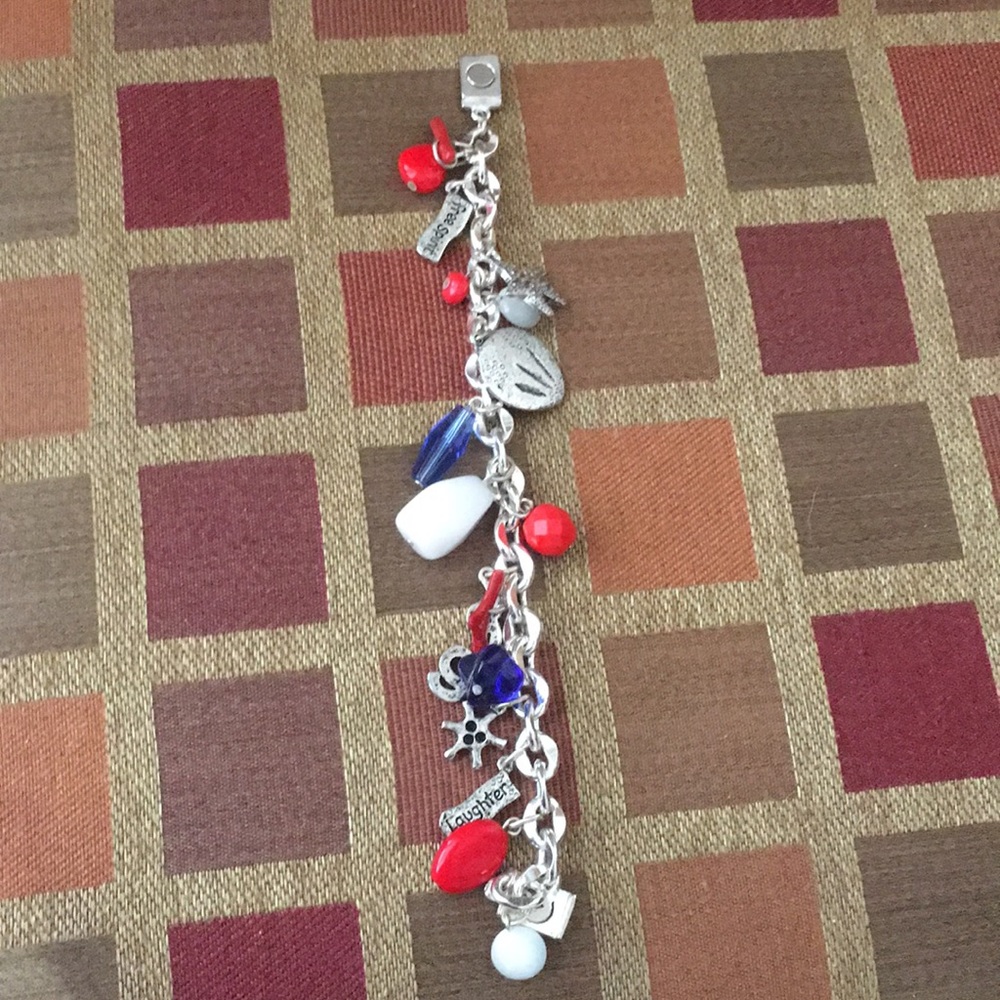7” Chico’s Silver and RWB Charm Bracelet